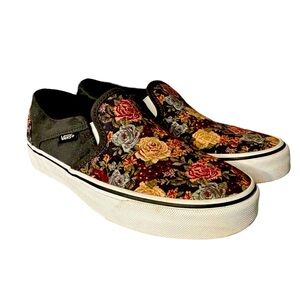 Rare Vans SAMPLE Exclusive Antique Tapestry Flowers Design Slip On Size Women 7